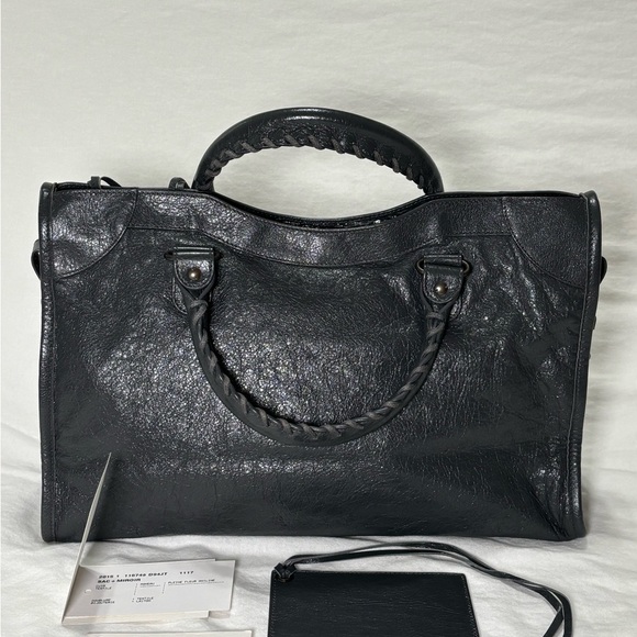 BALENCIAGA The City bag 2way Handbag Leather Gray 115748 Y2K Editors Authentic - Picture 2 of 15